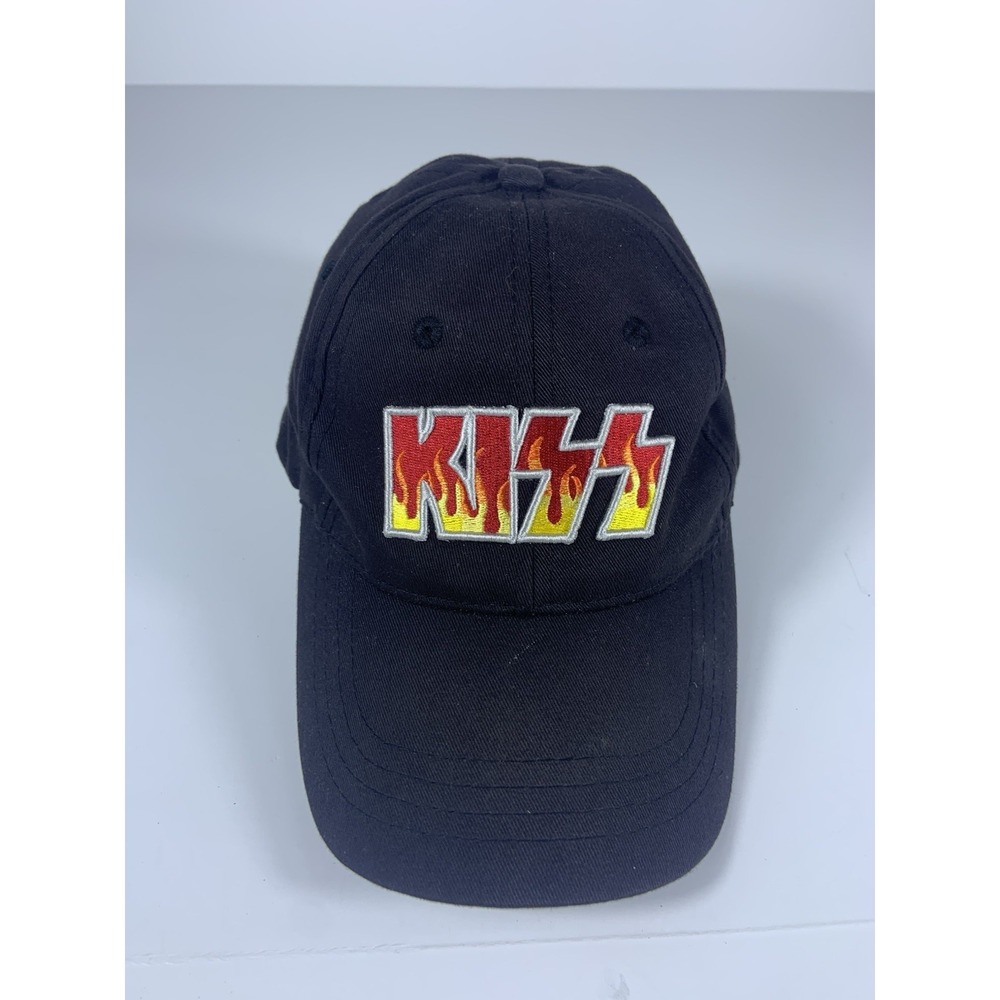KISS Flames Vintage Vinyl Strapback Black Hat (2007) Small Fit Adjustable